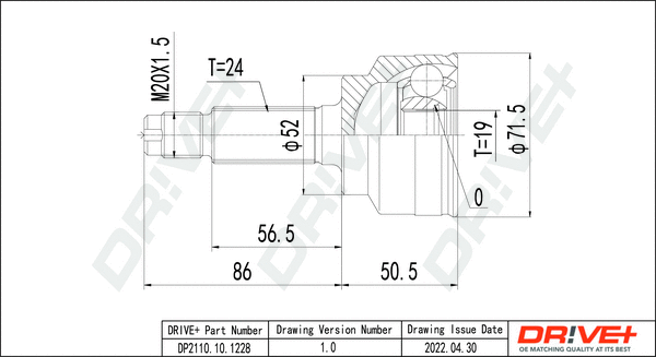 Jeu de joints, arbre de transmission Dr!ve+ DP2110.10.1228