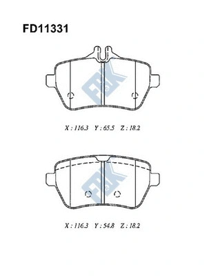 Kit de plaquettes de frein, frein à disque FBK FD11331