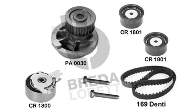 Pompe à eau + kit de courroie crantée BREDA LORETT KPA0022A