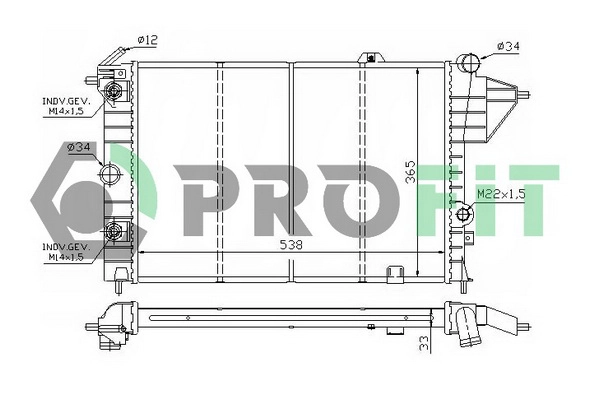 Radiateur, refroidissement du moteur PROFIT PR 5078A1