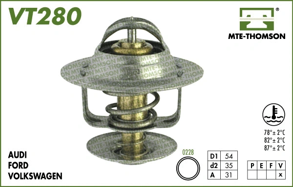Thermostat, liquide de refroidissement MTE-THOMSON VT280.87