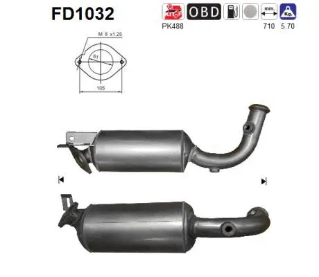 Filtre à particules / à suie, échappement AS FD1032