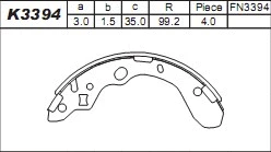 Jeu de mâchoires de frein ASIMCO K3394