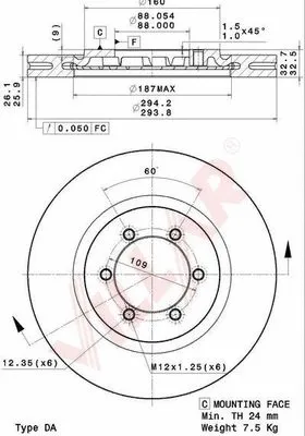 Disque de frein VILLAR 628.2115