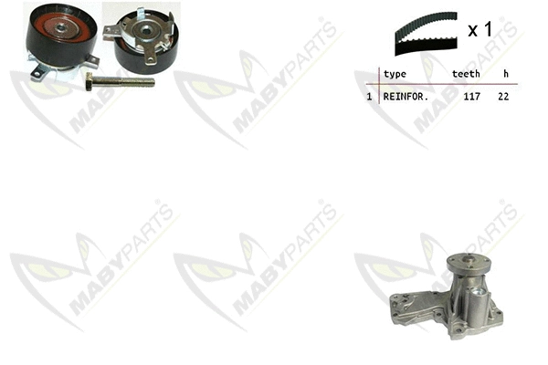 Pompe à eau + kit de courroie crantée MABYPARTS OBKWP0119