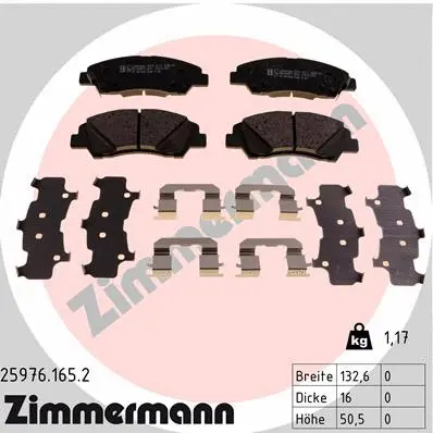 Kit de plaquettes de frein, frein à disque ZIMMERMANN 25976.165.2
