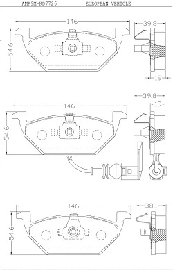 Kit de plaquettes de frein, frein à disque ASIMCO KD7726