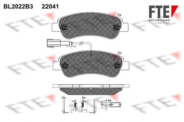 Kit de plaquettes de frein, frein à disque FTE 9010609