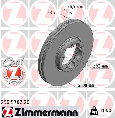 Disque de frein ZIMMERMANN 250.5702.20