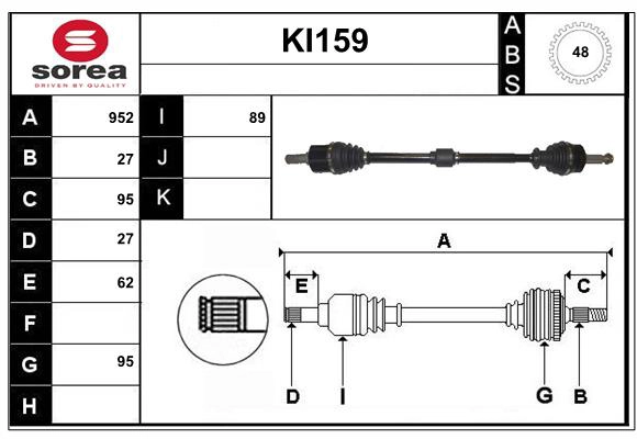 Arbre de transmission SERA KI159