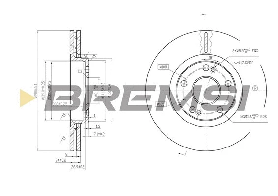 Disque de frein BREMSI CD6369V
