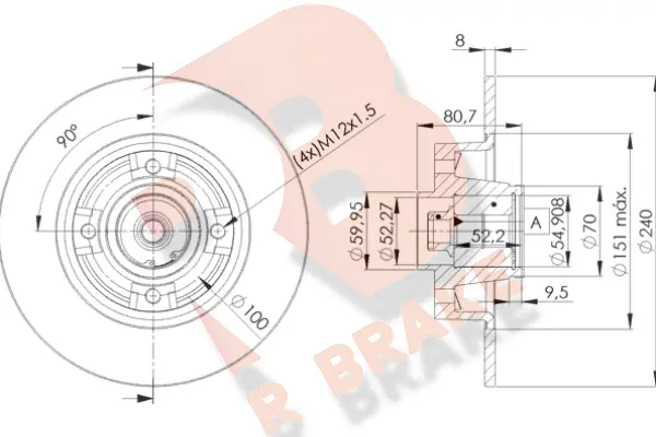 Disque de frein R BRAKE 78RBD17823