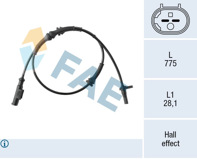 Capteur, vitesse de roue FAE 78609