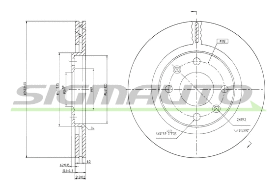 Disque de frein SIGMAUTO DBA192V