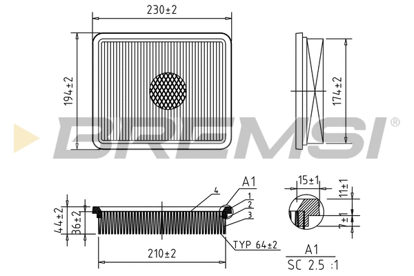 Filtre à air BREMSI FA2146