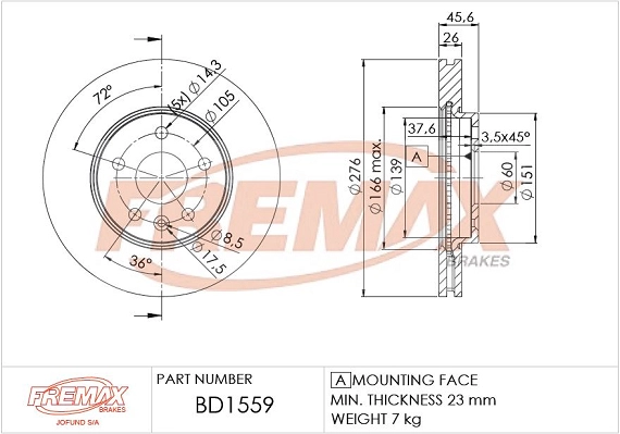 Disque de frein FREMAX BD-1559