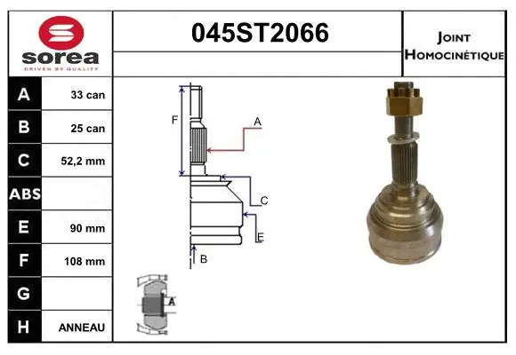 Jeu de joints, arbre de transmission STARTCAR 045ST2066