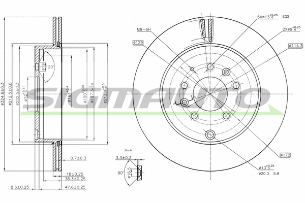 Disque de frein SIGMAUTO DBC251V
