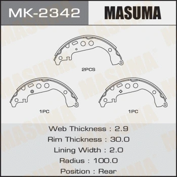 Jeu de mâchoires de frein MASUMA MK-2342