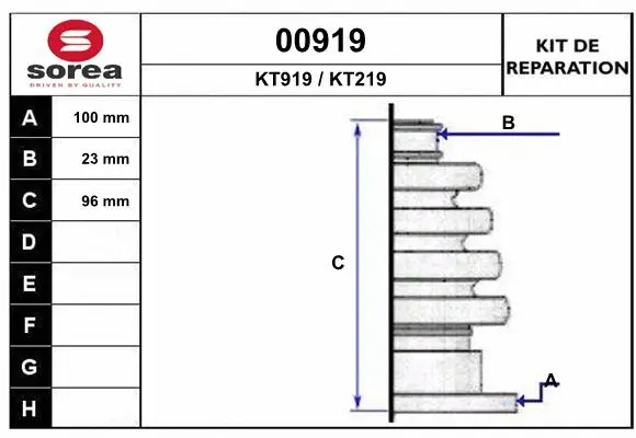 Jeu de joints-soufflets, arbre de commande SNRA 00919