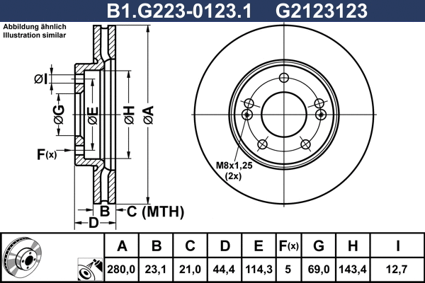 Disque de frein GALFER B1.G223-0123.1