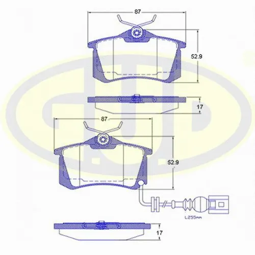 Kit de plaquettes de frein, frein à disque G.U.D. GBP026341