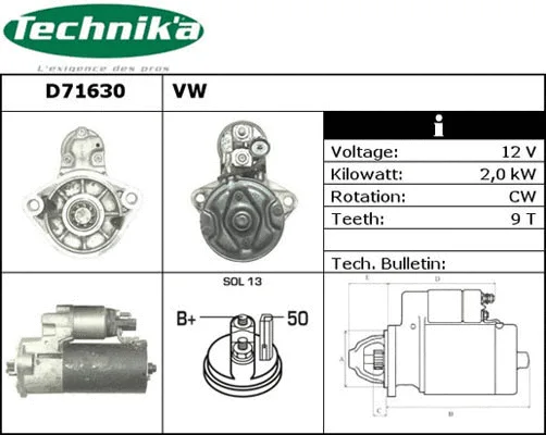 Démarreur Technika D71630