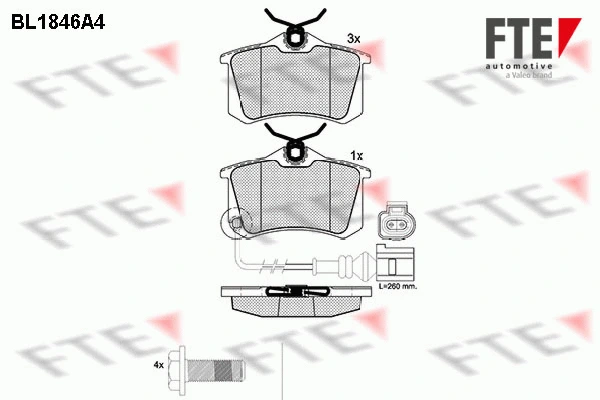 Kit de plaquettes de frein, frein à disque FTE 9010426