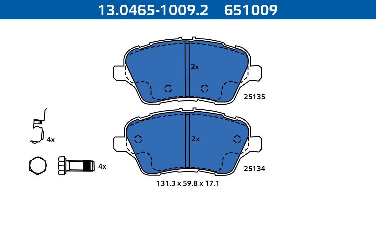 Kit de plaquettes de frein, frein à disque ATE-APAC 13.0465-1009.2