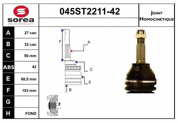Jeu de joints, arbre de transmission STARTCAR 045ST2211-42