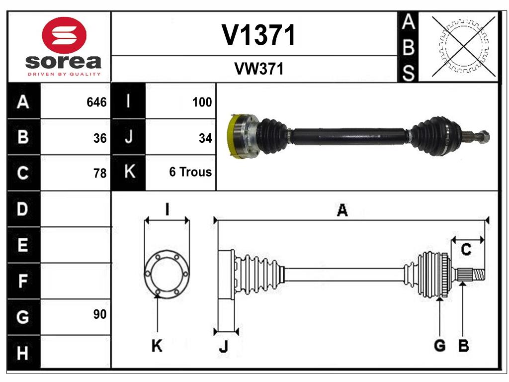 Arbre de transmission SNRA V1371