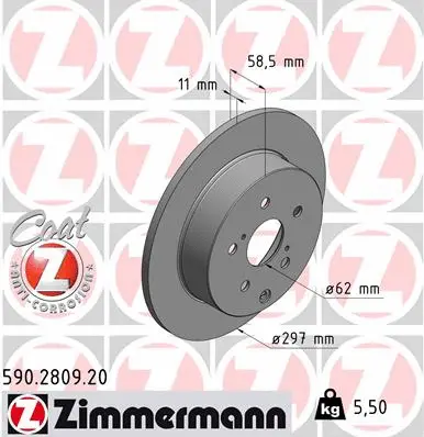 Disque de frein ZIMMERMANN 590.2809.20