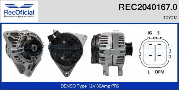 Alternateur RECOFICIAL REC2040167.0