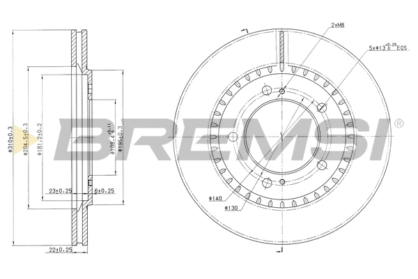 Disque de frein BREMSI CD7282V