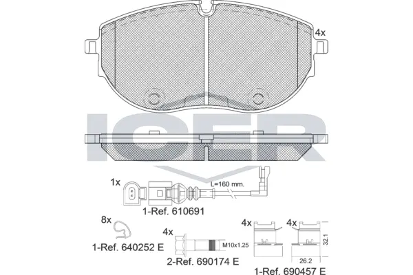 Kit de plaquettes de frein, frein à disque ICER 142401