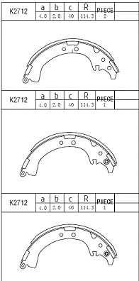 Jeu de mâchoires de frein ASIMCO K2712
