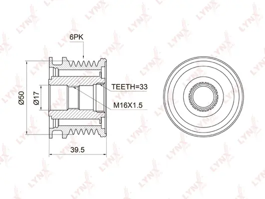 Poulie roue libre, alternateur LYNXAUTO PA-1004