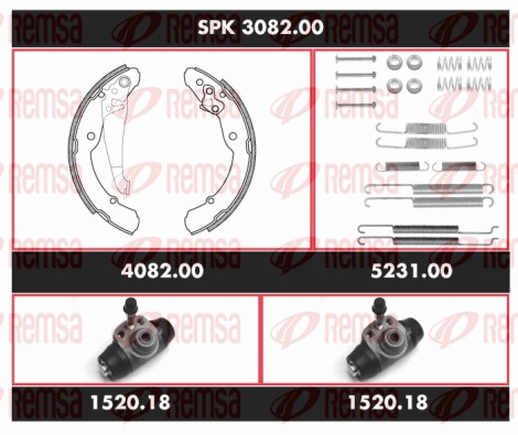 Kit de freins, freins à tambours REMSA SPK 3082.00