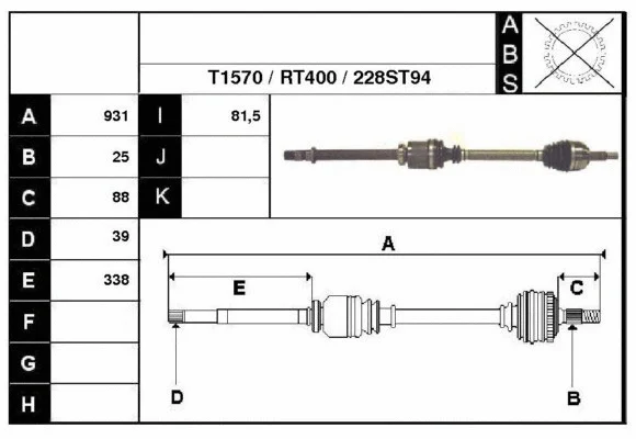 Arbre de transmission Technika 38228