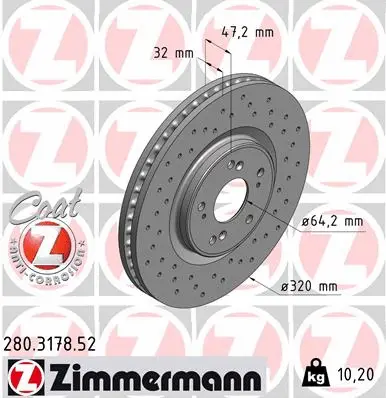 Disque de frein ZIMMERMANN 280.3178.52
