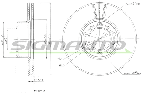 Disque de frein SIGMAUTO DBA142V