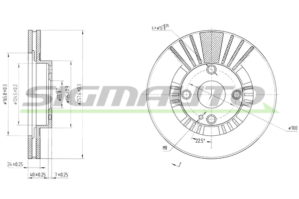 Disque de frein SIGMAUTO DBB105V