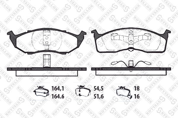Kit de plaquettes de frein, frein à disque STELLOX 621 000B-SX