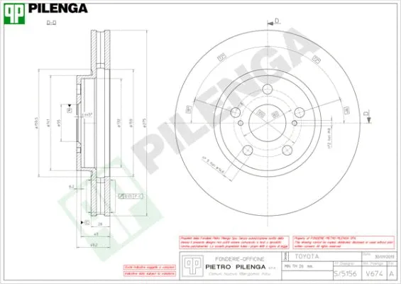 Disque de frein PILENGA V674