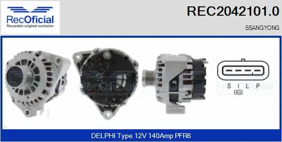 Alternateur RECOFICIAL REC2042101.0