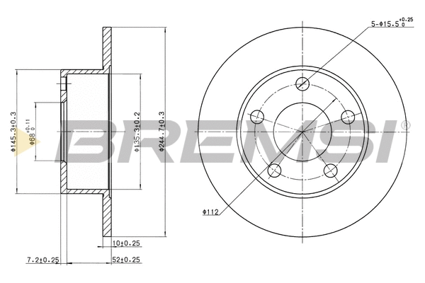 Disque de frein BREMSI CD6265S