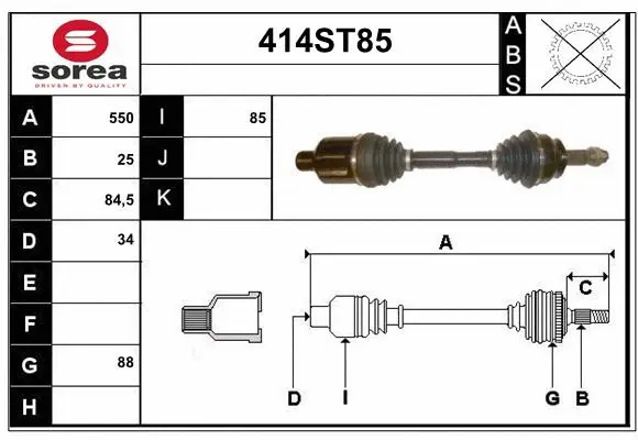 Arbre de transmission STARTCAR 414ST85
