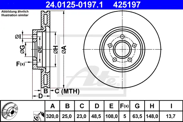 Disque de frein ATE-APAC 24.0125-0197.1