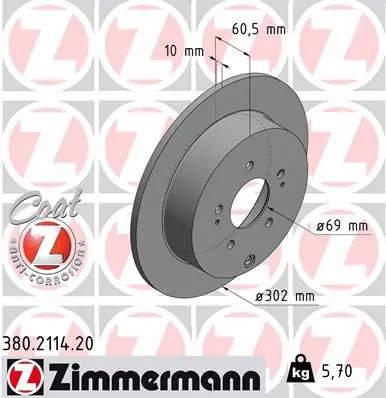 Disque de frein ZIMMERMANN 380.2114.20