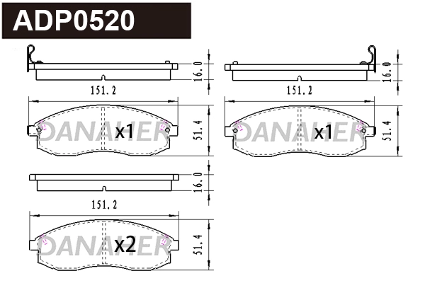 Kit de plaquettes de frein, frein à disque DANAHER ADP0520